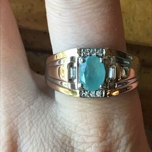 Natural Grandidierite Sterling Silver Men’s Ring Size 12